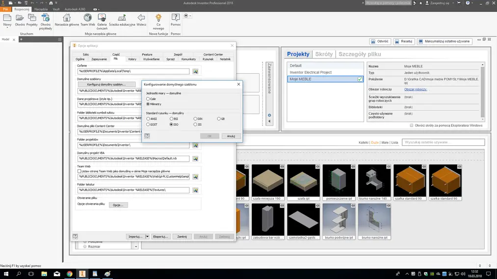 Inventor - jak zmienić jednostki? Tutorial, poradnik - 02