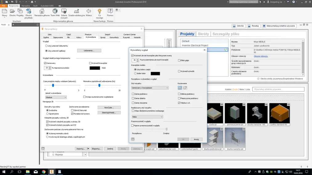 Inventor - opcje wyświetlania modelu - Tutorial, poradnik - 01