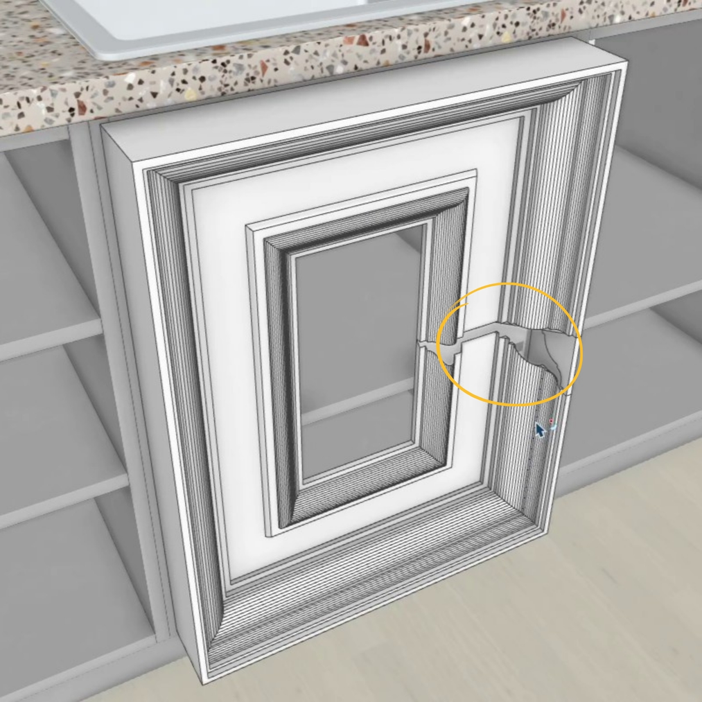 Zepsuta geometria i&nbsp;dziura w&nbsp;sztukaterii po użyciu narzędzia Follow Me w&nbsp;programie SketchUp