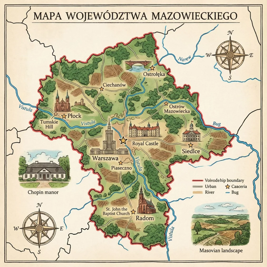 Mapa województwa mazowieckiego z&nbsp;funkcją Grounding w&nbsp;Nano Banana Pro