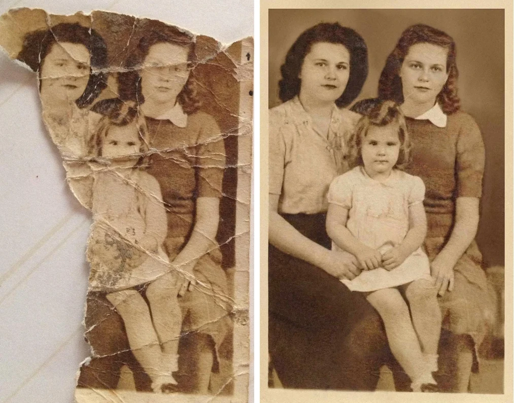 Rekonstrukcja mocno zniszczonego rodzinnego zdjęcia przy użyciu Nano Banana Pro