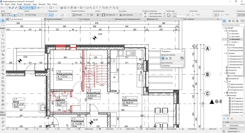 Przebudowa domu w Archicadzie.