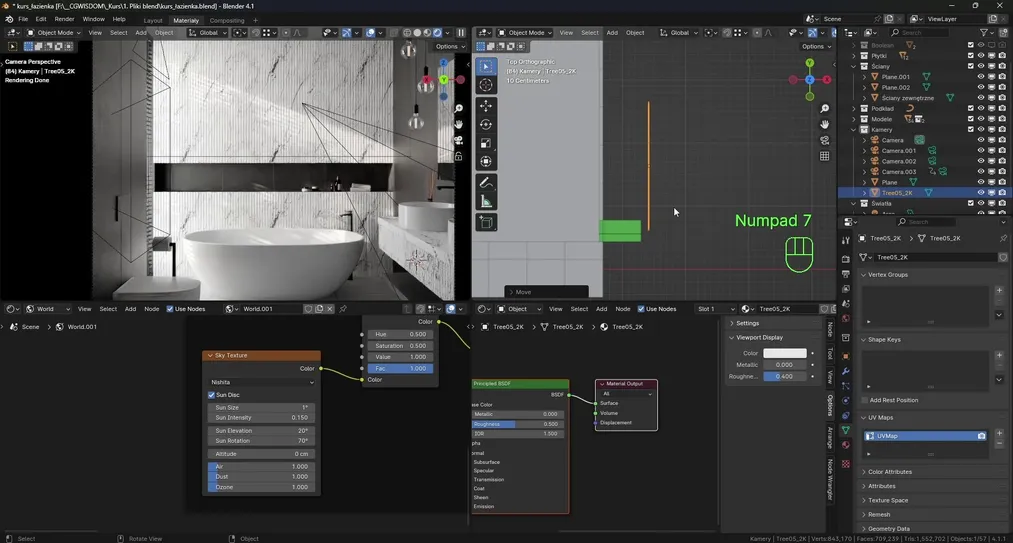 Kurs - Blender - Oświetlenie w Blenderze - Światła naturalne i sztuczne