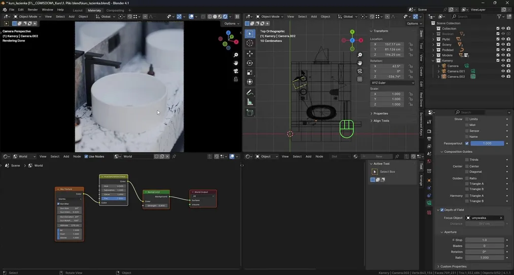 Kurs - Blender - Głębia ostrości - Depth of Field (DOF)