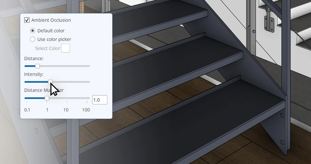 Ustawienia funkcji Ambient Occlusion w&nbsp;programie SketchUp Pro 2026