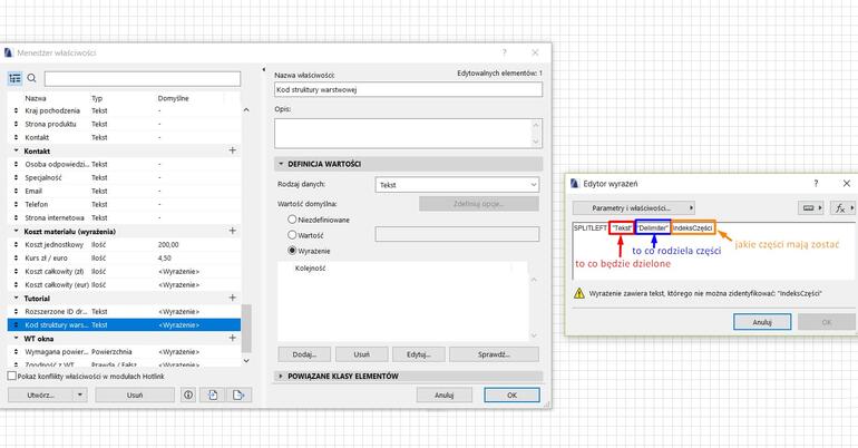 Archicad – Zastosowania wyrażeń w etykietach (Poradnik, tutorial) -07