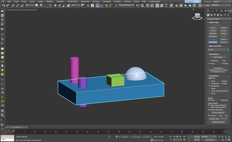 3ds Max - Jak wyciąć otwór? Omówienie funkcji ProBoolean - Tutorial, poradnik - 03