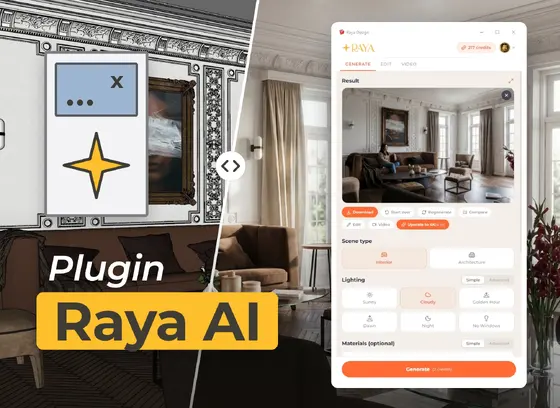 Raya - darmowa wtyczka AI do wizualizacji wnętrz i architektury w SketchUpie