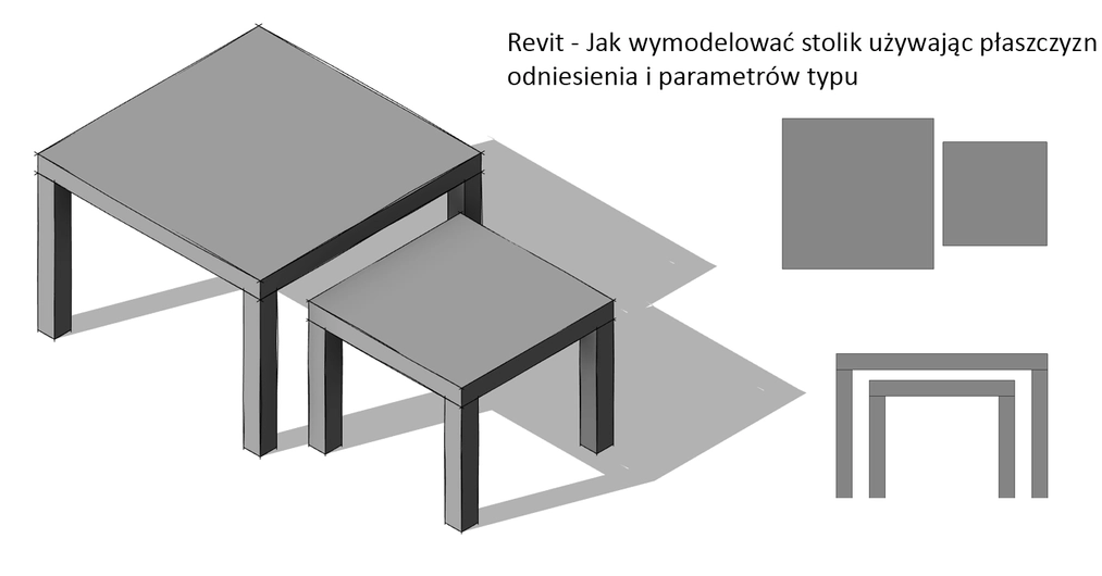Revit - Jak wymodelować stolik używając płaszczyzn odniesienia i parametrów typu - Tutorial, poradnik