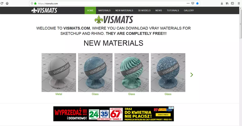 Darmowe modele 3D i materialy od vismats.com