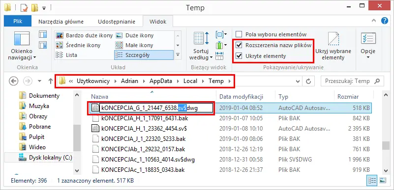 Autocad - Jak korzystać z automatycznego zapisu. Poradnik, tutorial - 04