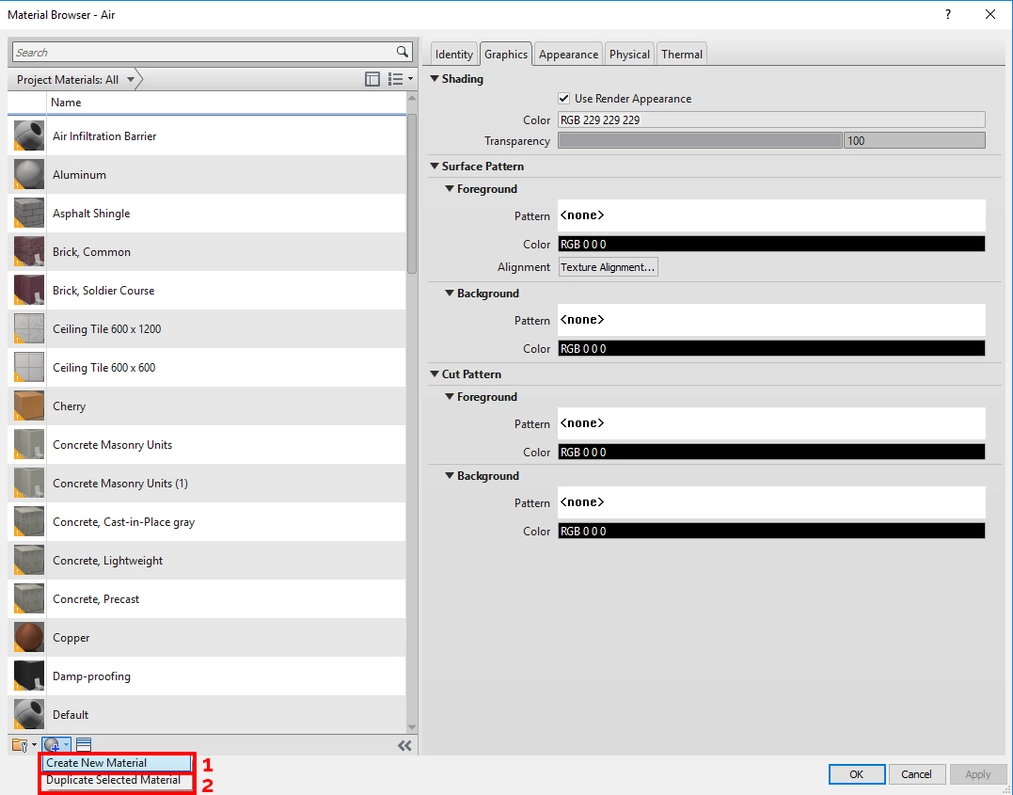 Revit - Materiały - Jak stworzyć swój material - Poradnik, tutorial - 01