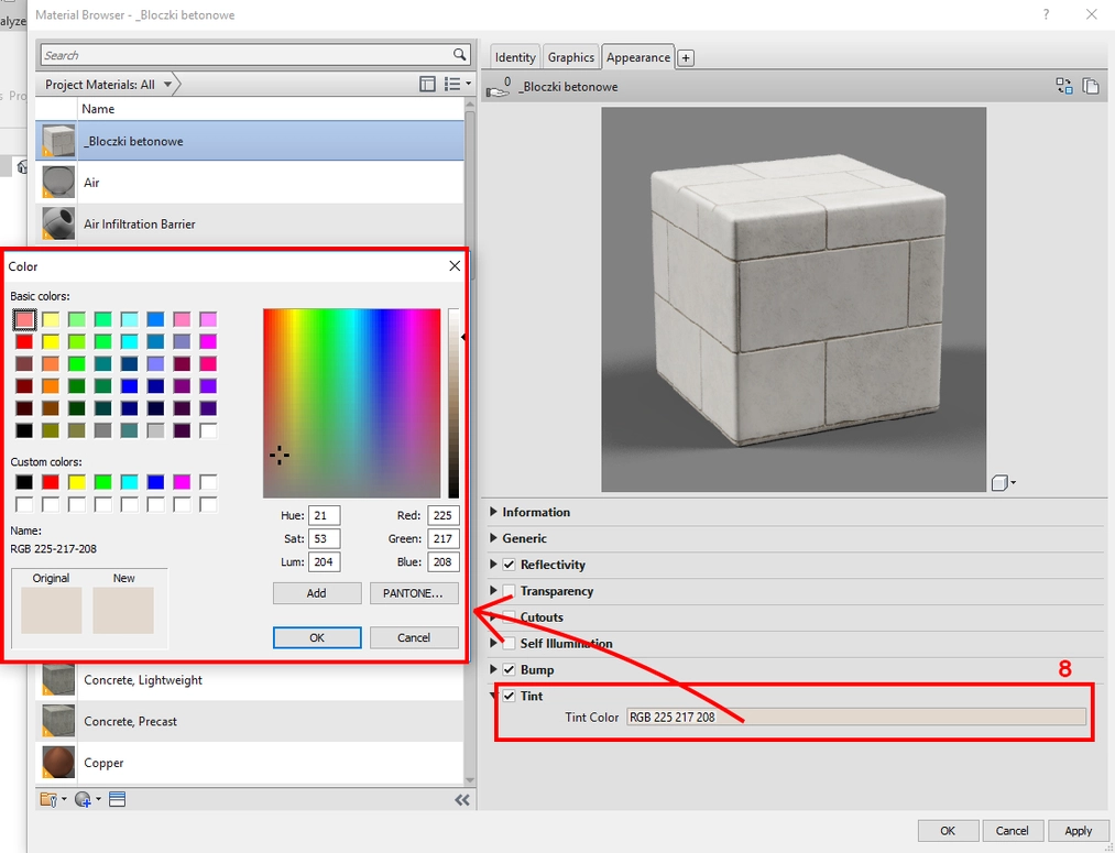 Revit - Materiały - Jak stworzyć swój material - Poradnik, tutorial - 24