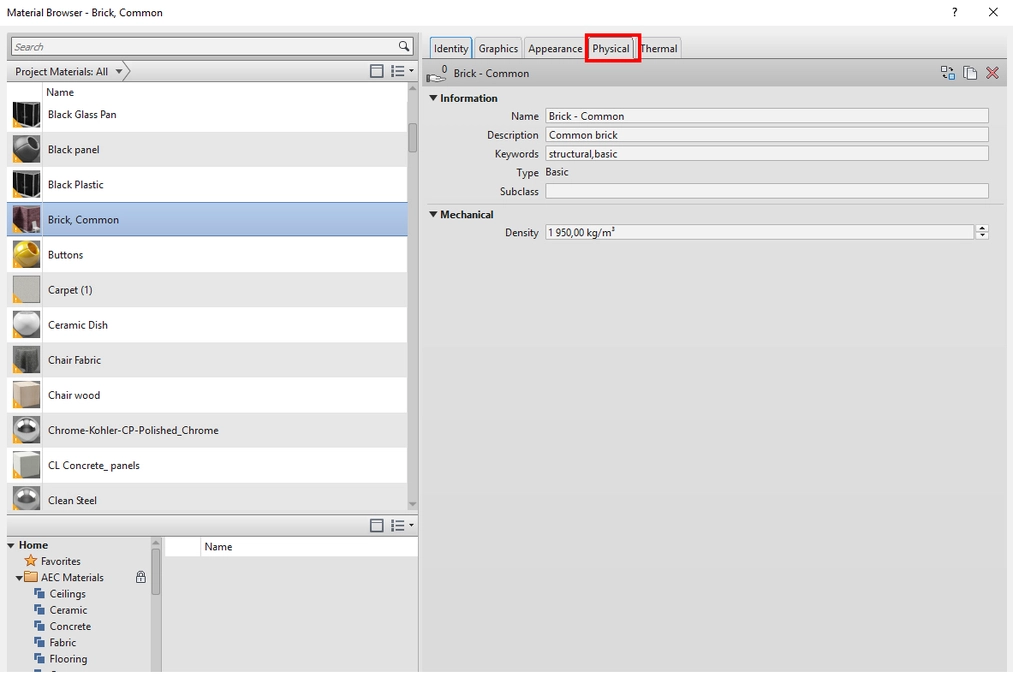 Revit - Materiały - Omówienie podstawowych opcji - Poradnik, tutorial 11