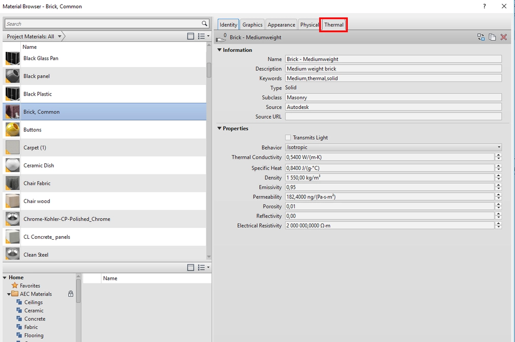Revit - Materiały - Omówienie podstawowych opcji - Poradnik, tutorial 12
