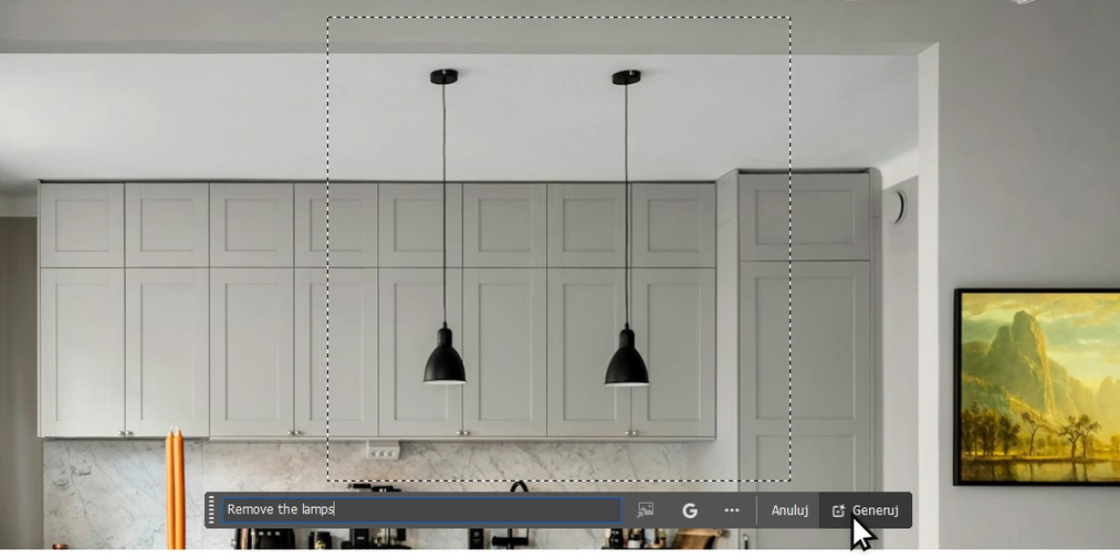 Usuwanie niepożądanych elementów ze zdjęć z wykorzystaniem Nano Banana w interfejsie Photoshopa Szybka metamorfoza wnętrza - zmiana stylu aranżacji jednym kliknięciem! - 04