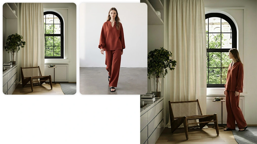 Wstawianie rzeczywistej sylwetki kobiety do wnętrza w Nano Banana Pro Ludzie w wizualizacjach: jak dodawać realistyczne postacie w Nano Banana Pro? - 03