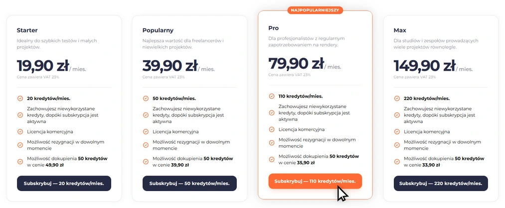 Cennik raya.design na stronie