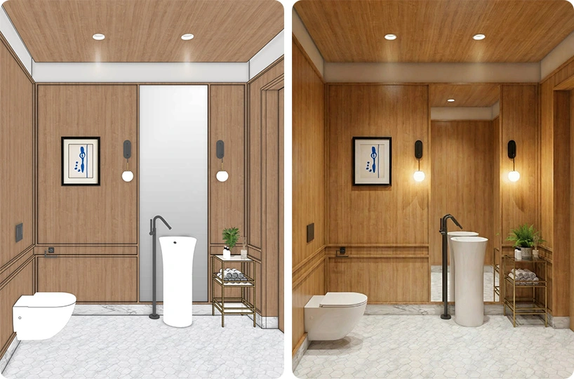 Jak Nano Banana Pro radzi sobie z odbiciami w lustrze? SketchUp i Nano Banana Pro: fotorealistyczne wizualizacje w 5 minut! Czy to koniec V-Raya? - 05