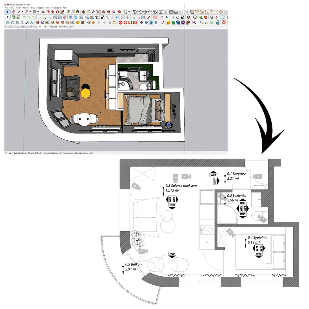 SketchUp + V-Ray 5 + Layout – kurs przygotowania projektu mieszkania CG Wisdom