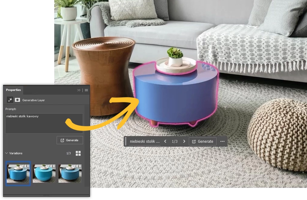 Zamiana elementu na zdjęciu z wykorzystaniem funkcji AI Kurs - Photoshop od podstaw - Poznaj narzędzia AI - 01