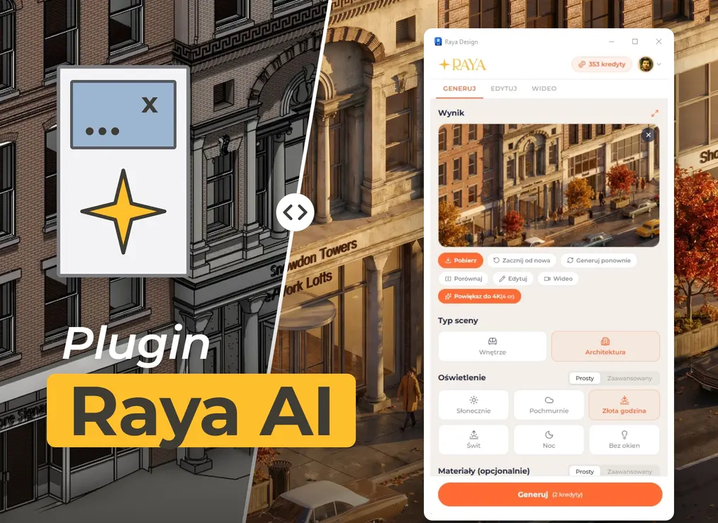Raya - darmowa wtyczka AI do renderingu w Revit - wizualizacje z modelu BIM