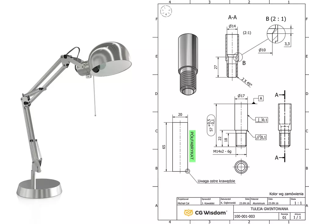 Kurs - Autodesk Inventor - Projektowanie lampki biurkowej