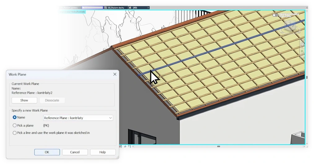 Projekt dachu w oprogramowaniu Revit